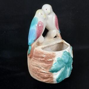 Vintage Bird Wall Pocket • 1950s Hand Painted Ceramic Planter